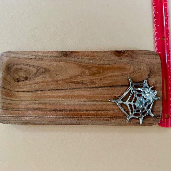 Wood Serving Tray Halloween Silver Spider Charcuterie boards, Halloween Tray - Picture 7 of 8